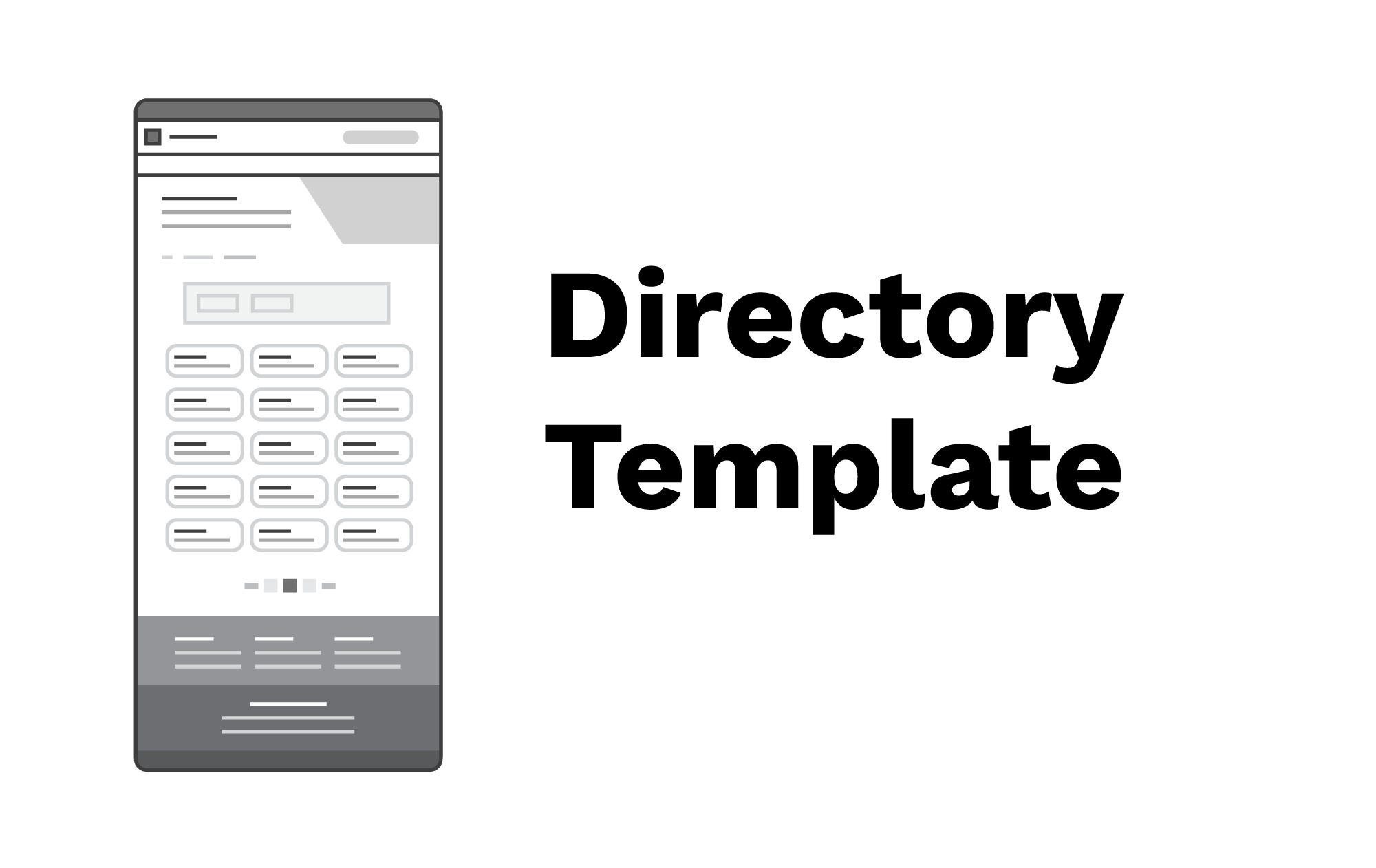 black and white wireframe of the Aggie UX directory template