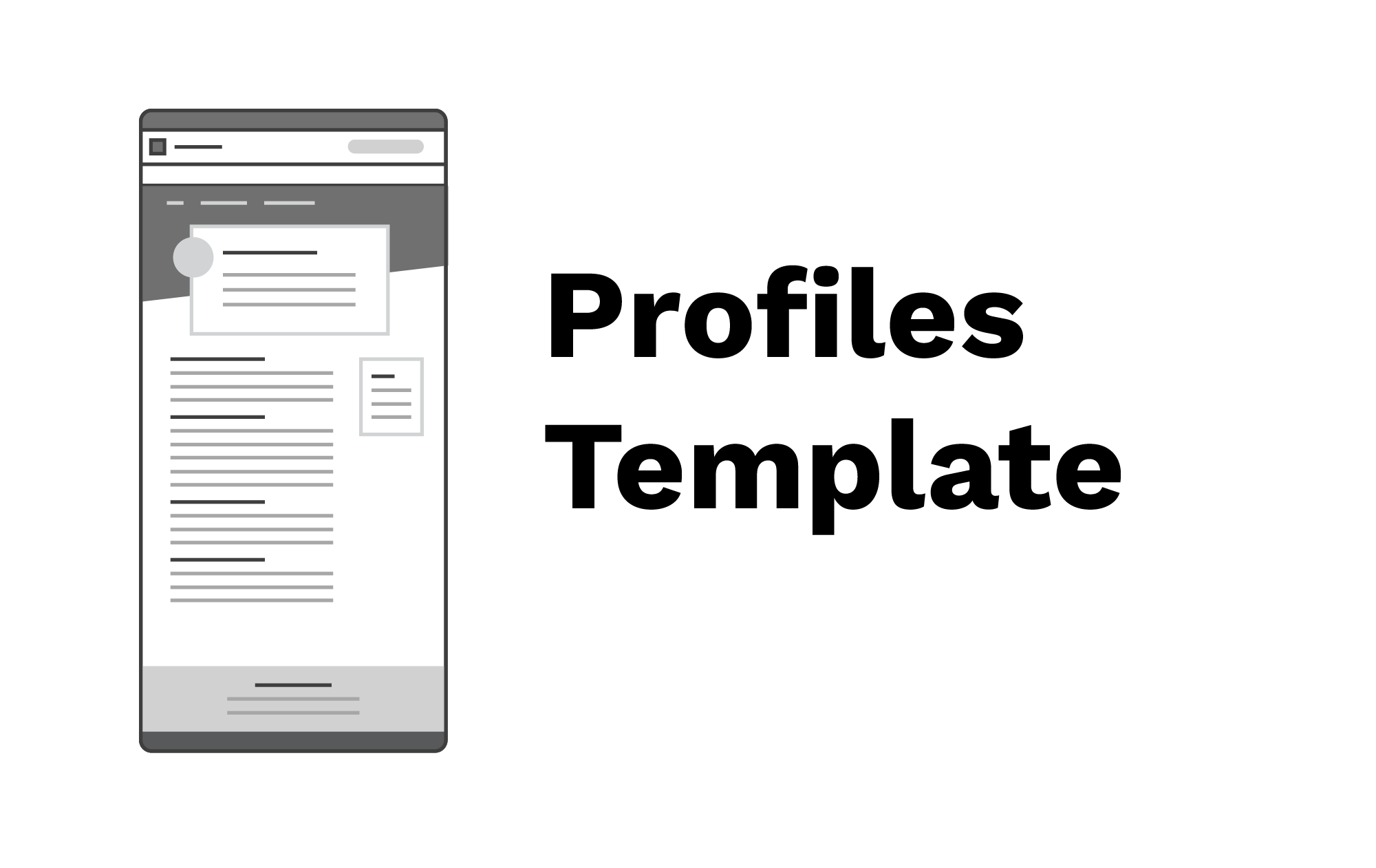 black and white wireframe of the Aggie UX profile template