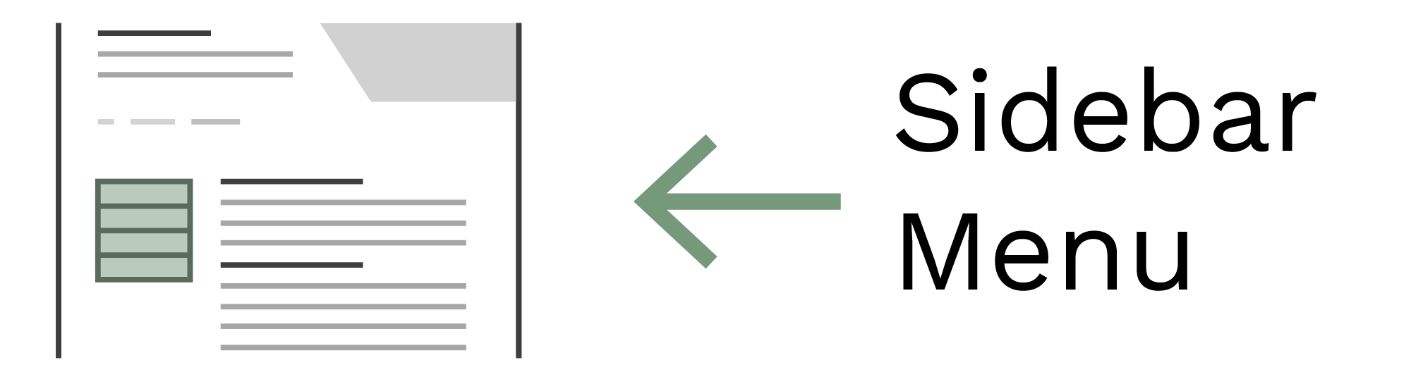 Mockup of the in page sidebar menu offered by Aggie UX