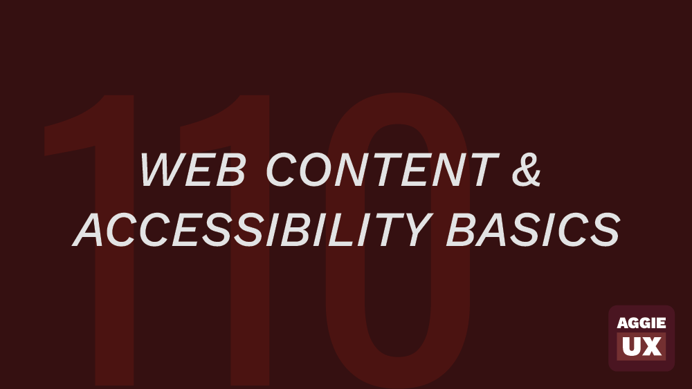 Web content and accessibility basics